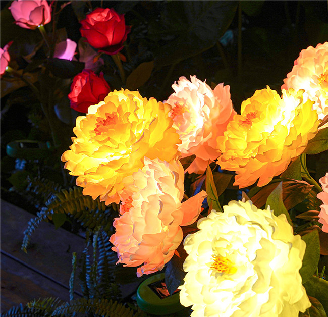 Pfingstrosen-buntes Niederspannungs-Solarblumen-Licht für Hochzeitsfest